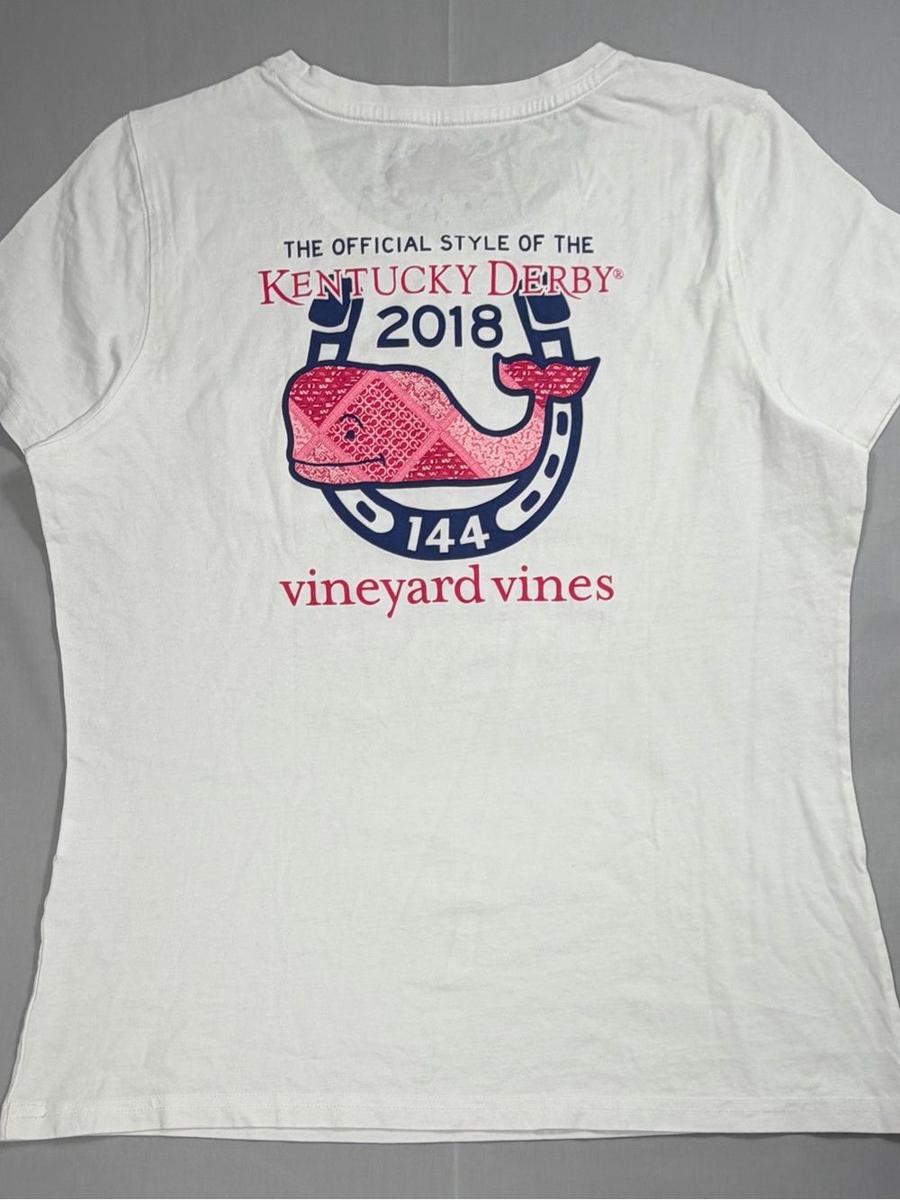 Women’s Vineyard Vines White Kentucky Derby 2018 T-Shirt Size L